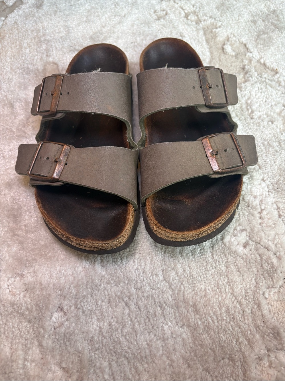 Birkenstock Double-Buckle Slide Sandals in Gray